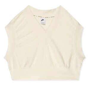 Nike Sportswear Butter Yellow French Terry Sleeveless V Neck Crop Top Vest Large